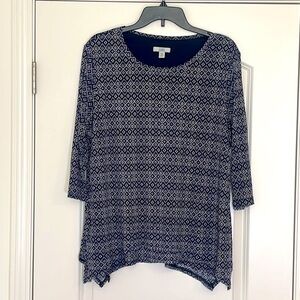 Croft & Barrow Navy 3/4 Sleeve Lined Shirt Size PXL